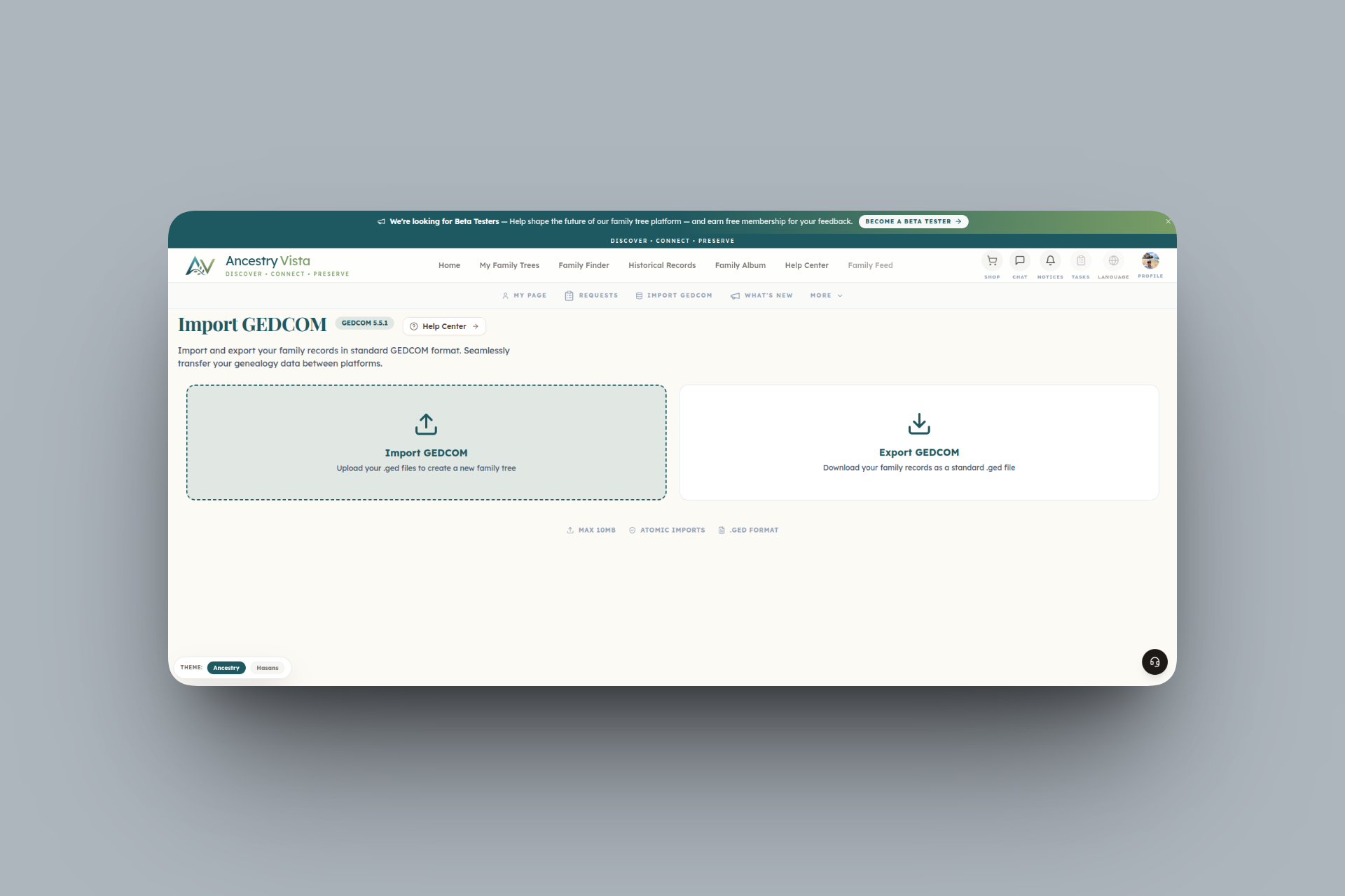 Genealogy SaaS Platform interface detail 1