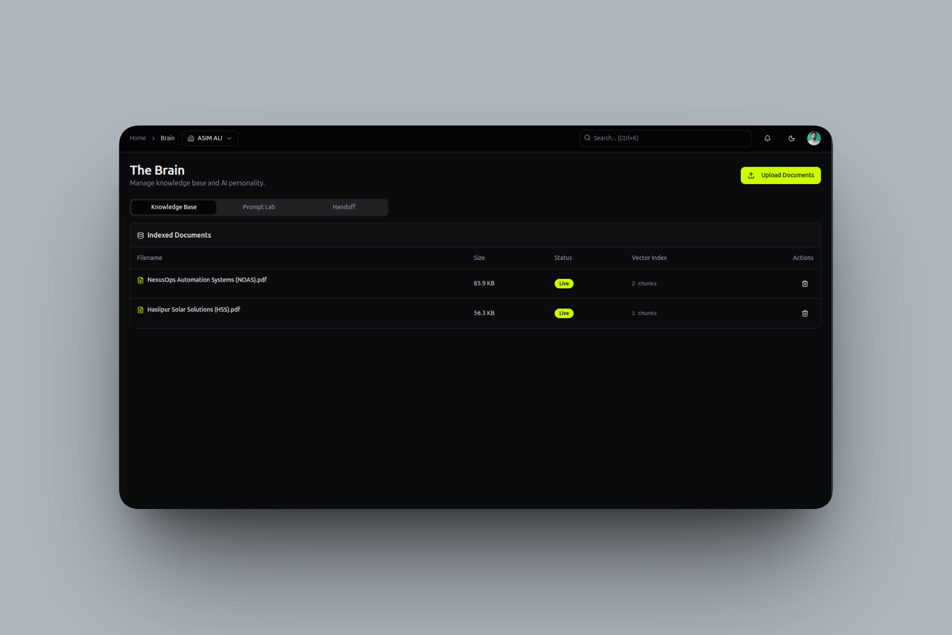 AI Assistant Platform — interface overview