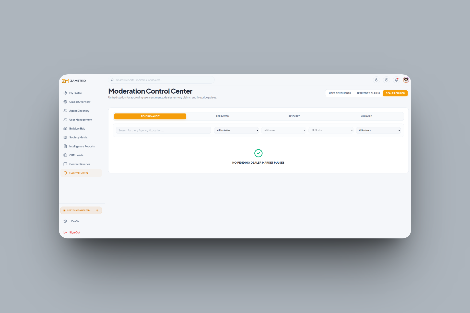Zametrix — Real Estate Intelligence interface detail 3