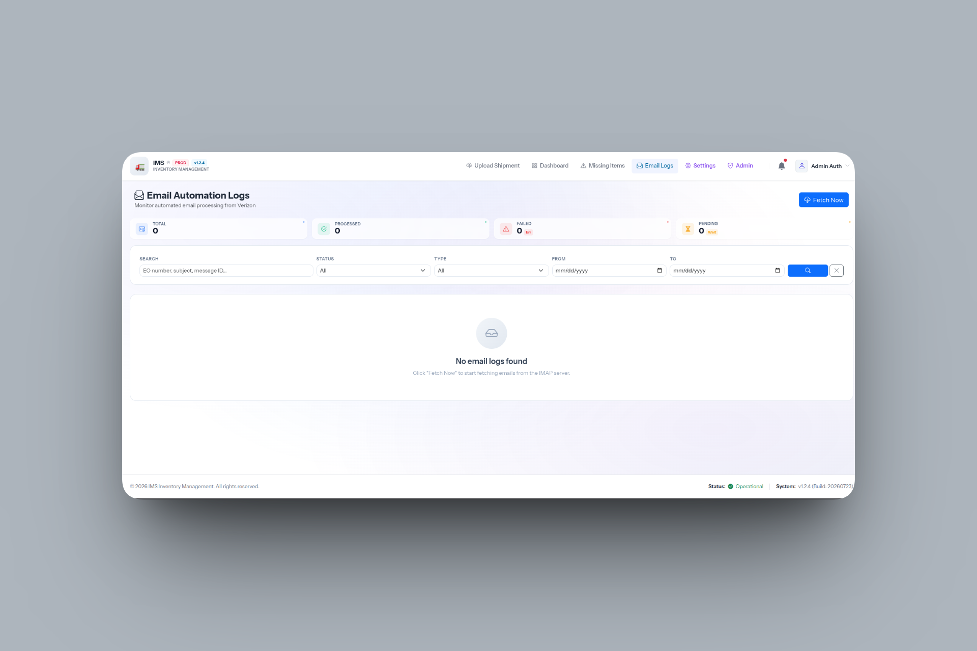 Shipment Tracker & IMS — detailed workflow