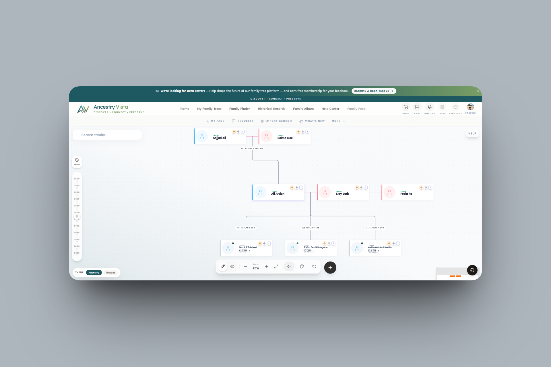 Genealogy SaaS Platform interface detail 4