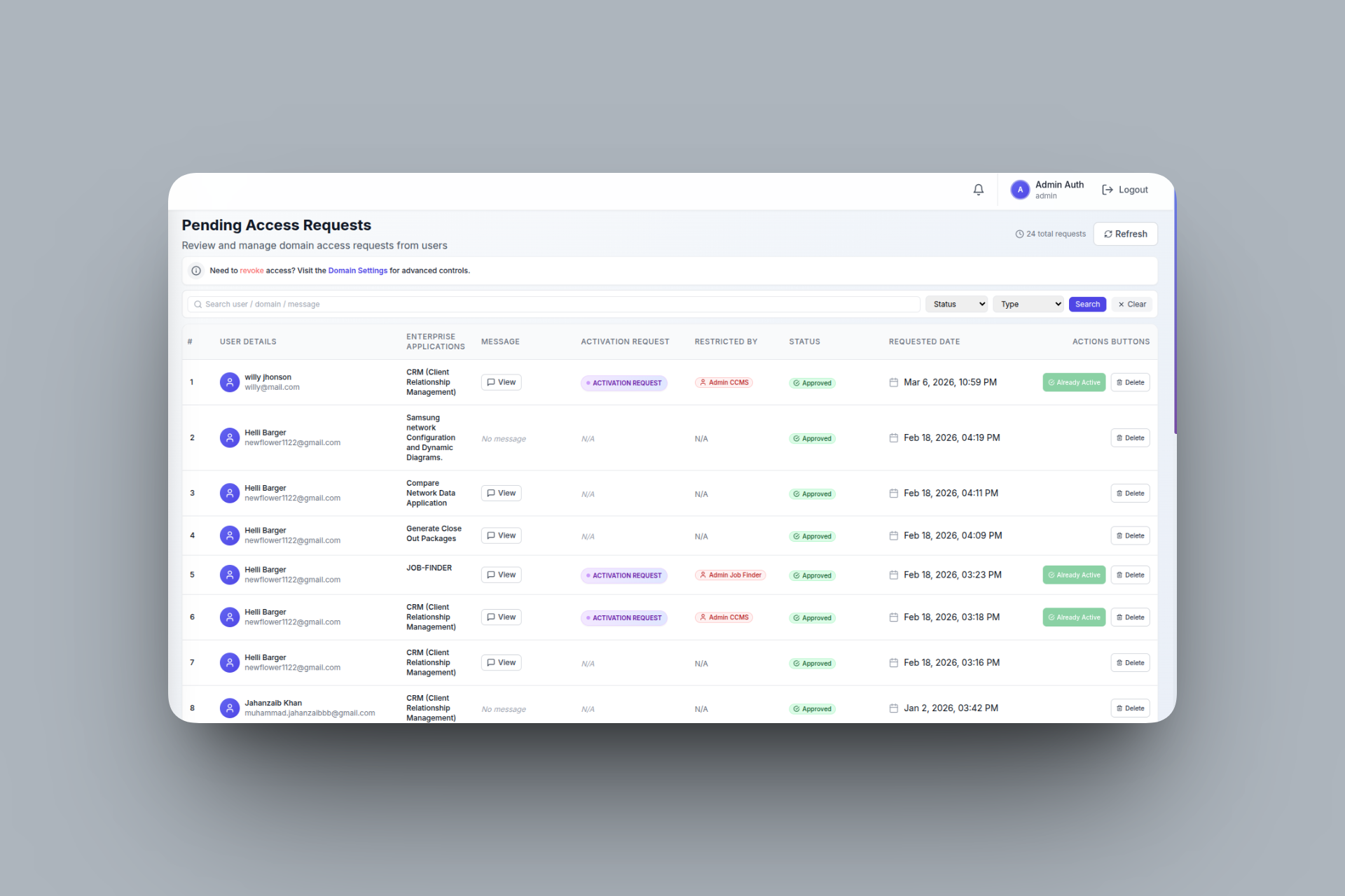 Enterprise Unified SSO interface detail 2