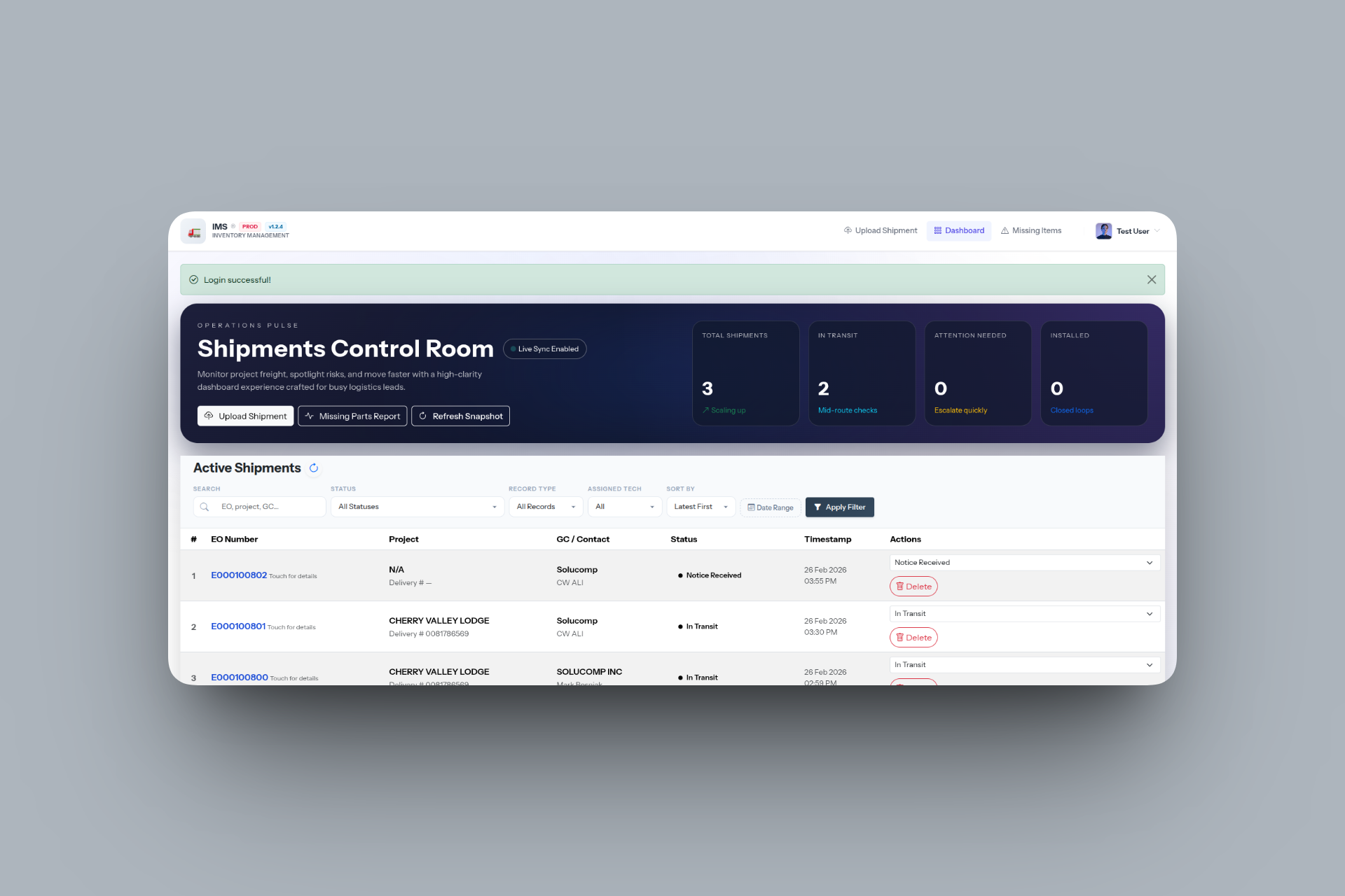 Shipment Tracker & IMS interface detail 1