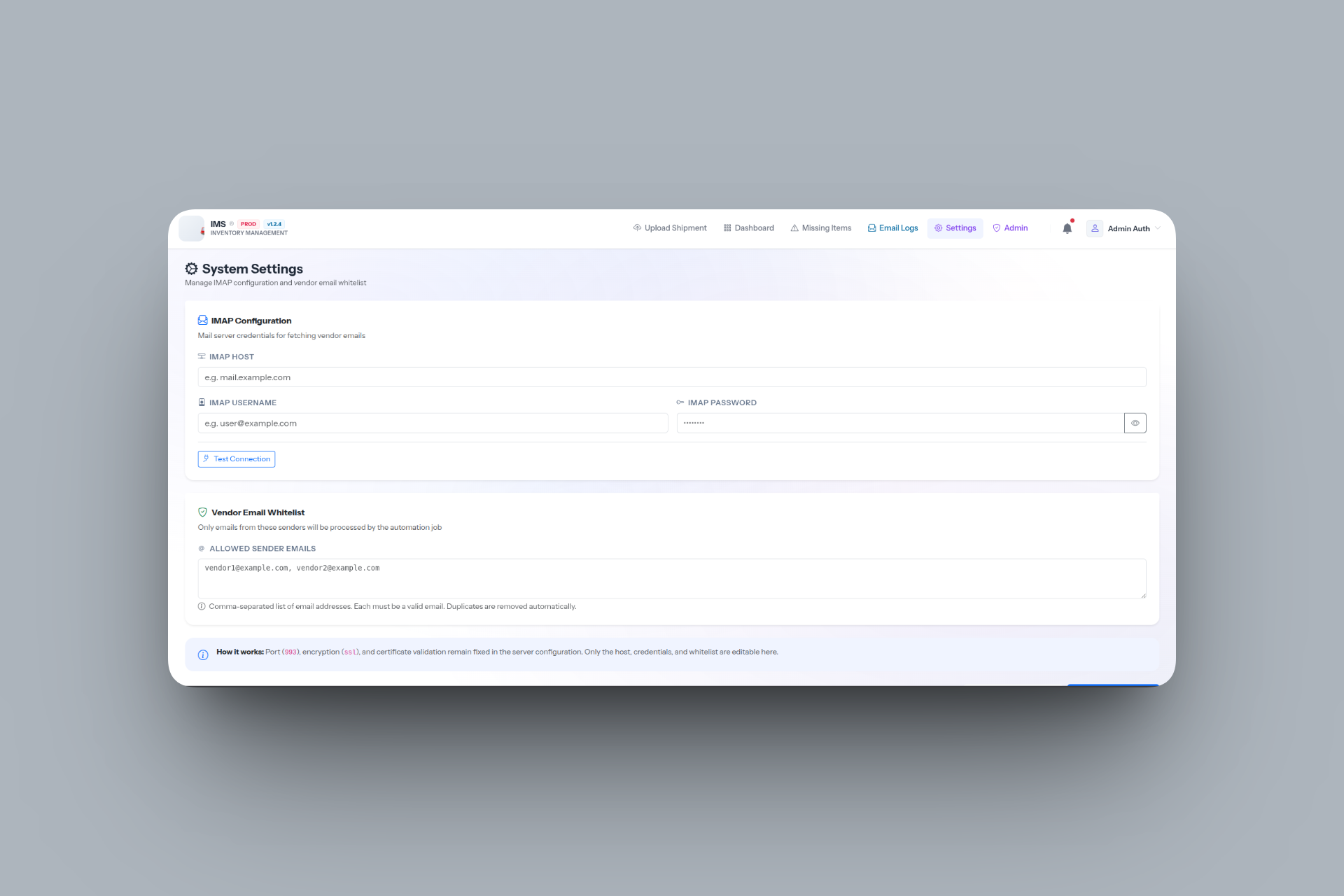Shipment Tracker & IMS interface detail 3
