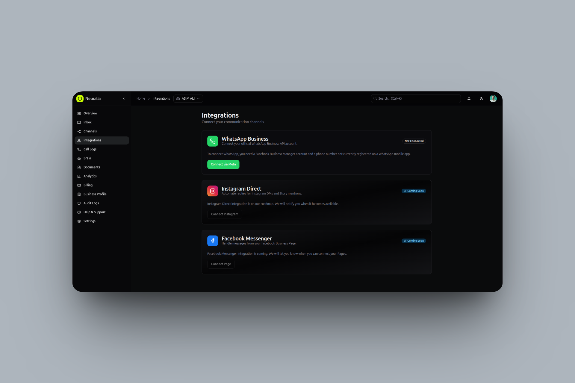 AI Assistant Platform interface detail 2