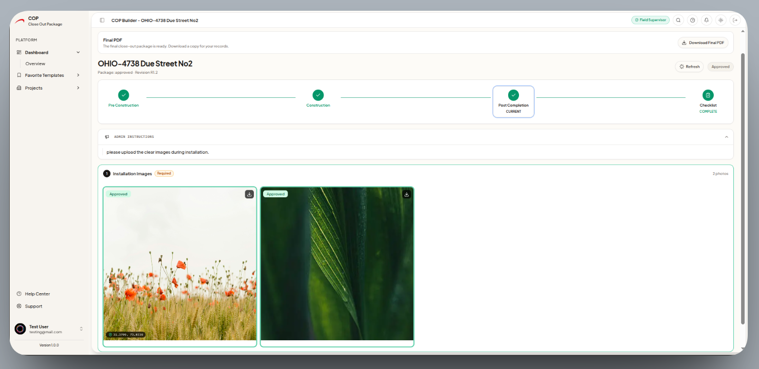Close-Out Package (COP) System interface detail 4